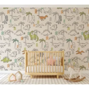 Papel De Parede Infantil Auto Colante Dinossauros 4m