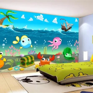 Papel De Parede Infantil Baby Fundo Do Mar Peixes M² Azs45