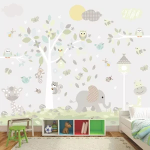 Papel De Parede Infantil Baby Teen Animais Zoo Safari Gg625