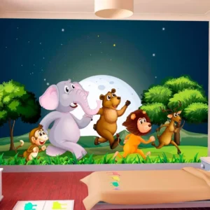 Papel De Parede Infantil Baby Zoo Safari Animais M² Azs03