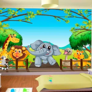 Papel De Parede Infantil Baby Zoo Safari Animais M² Azs04