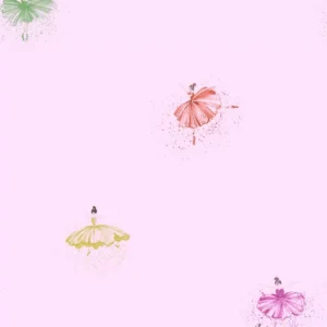 Papel De Parede Infantil Bailarinas Rosa, Amarelo, Lilás