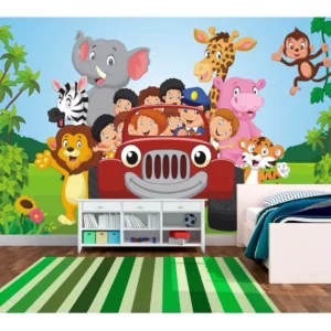 Papel De Parede Infantil Bebe Zoo Safari Animais 6m² M50