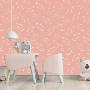 Papel De Parede Infantil Borboletas Brancas Fundo Salmão