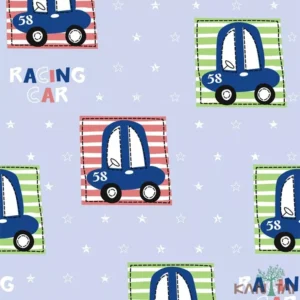 Papel De Parede Infantil Carros Azul, Verde Hello Kids