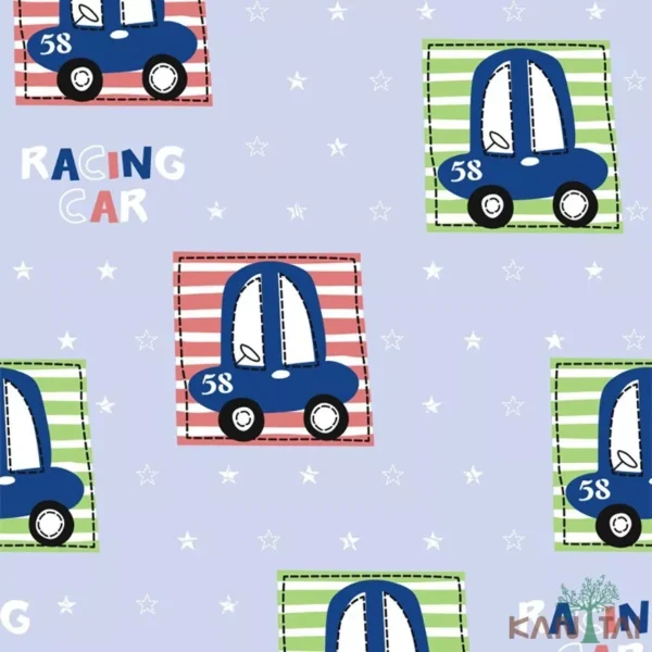 Papel De Parede Infantil Carros Azul, Verde Hello Kids