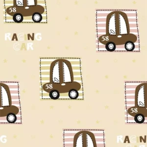 Papel De Parede Infantil Carros Bege, Marrom Hello Kids