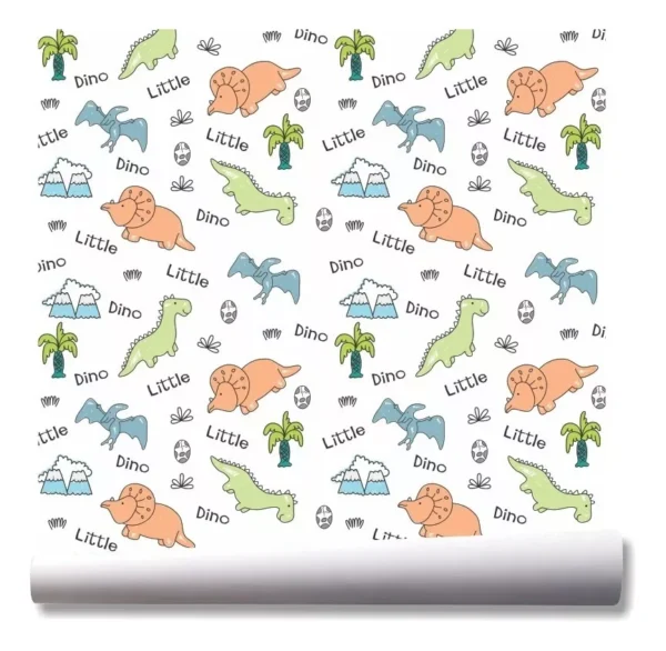 Papel De Parede Infantil Dinossauro Criança Kit 03 Rolos A39