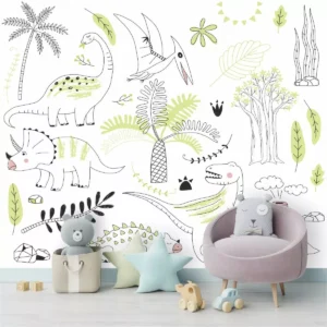 Papel De Parede Infantil Dinossauro Desenhos Painel G1213