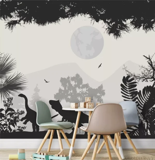 Papel De Parede Infantil Dinossauro Dino Lua Painel Gg924