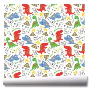 Papel De Parede Infantil Dinossauro Vulcão Kit 03 Rolos A130