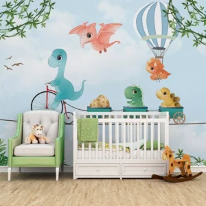 Papel De Parede Infantil Dinossauros Auto Colante 5m² Vr335