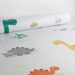 Papel De Parede Infantil Dinossauros Branco 0,58x3,00m