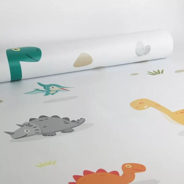 Papel De Parede Infantil Dinossauros Branco 0,58x3,00m