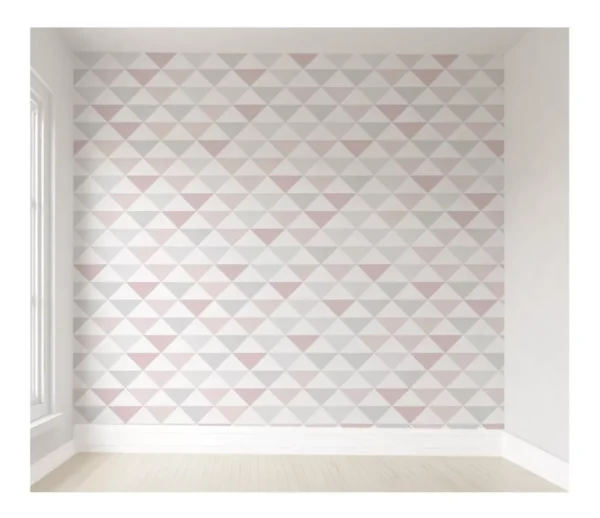 Papel De Parede Infantil Feminino Geométricos Rosa Bebê 1m²