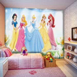 Papel De Parede Infantil Feminino Princesas Barbie 4m²