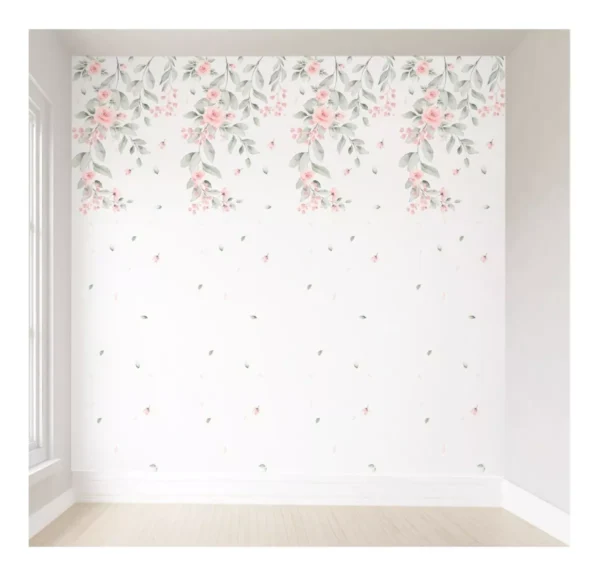 Papel De Parede Infantil Flor Rosa Menina Bebê - 1m² Pp448