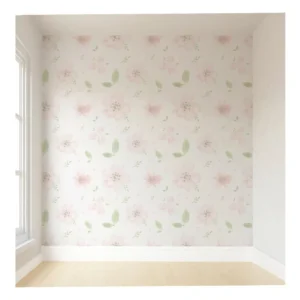 Papel De Parede Infantil Floral Rosa Auto Colante 5m