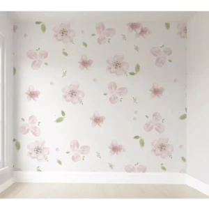 Papel De Parede Infantil Flores Rosa Autocolante 3m² Vr78