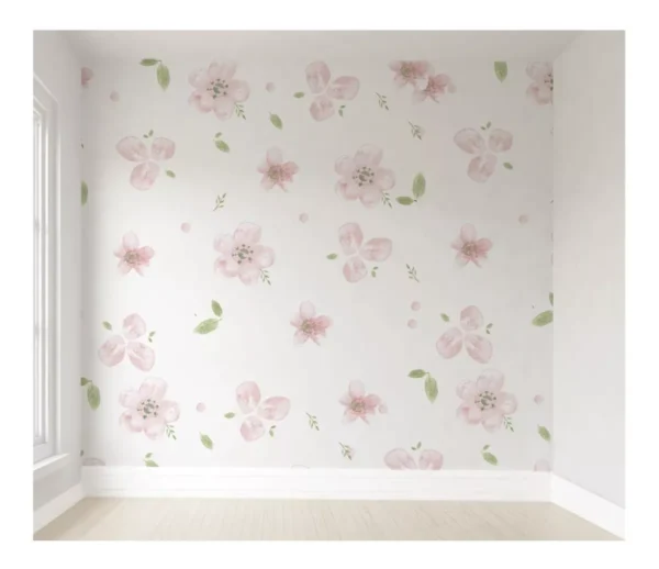 Papel De Parede Infantil Flores Rosa Autocolante 4m² Vr78