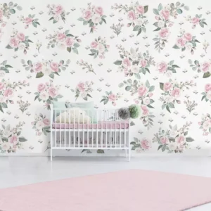 Papel De Parede Infantil Flores Rosa Quarto Bebê Menina 7m²