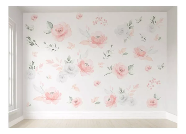 Papel De Parede Infantil Flores Rosa Quarto Bebê Menina M²