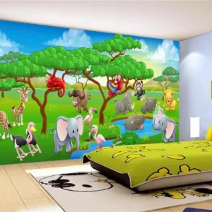 Papel De Parede Infantil Floresta Animais Bichos M² Azs39