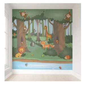 Papel De Parede Infantil Floresta Auto Colante 3m² Vr125