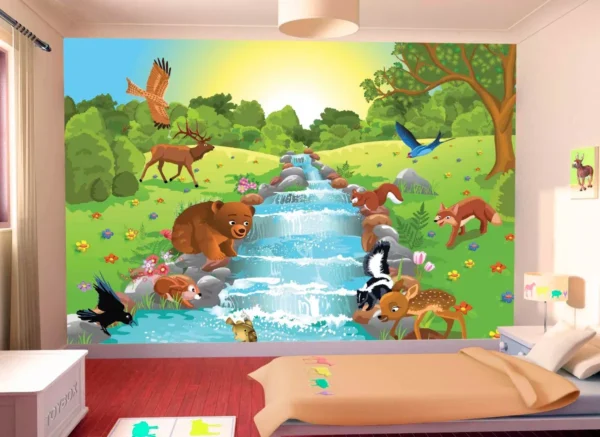 Papel De Parede Infantil Floresta Bichos Animais 6m² Azs42