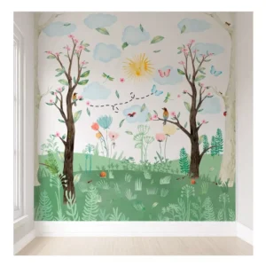 Papel De Parede Infantil Floresta Para Quarto Bebê 3m² Vr450