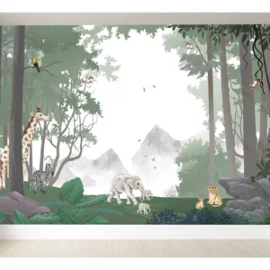 Papel De Parede Infantil Floresta Safari Quarto Bebê M²