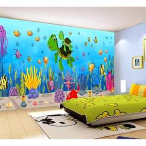 Papel De Parede Infantil Fundo Do Mar Peixes 10m² Azs324