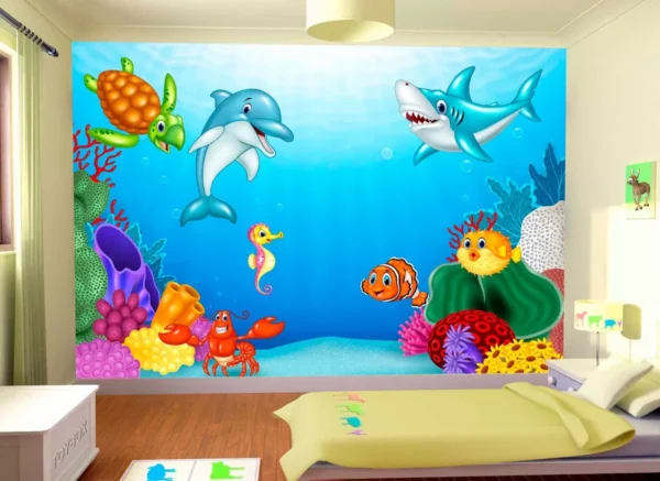 Papel De Parede Infantil Fundo Do Mar Peixes 3,5m² Azs48