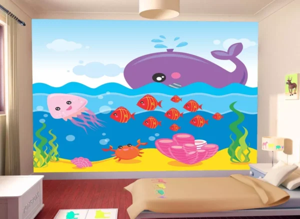 Papel De Parede Infantil Fundo Do Mar Peixes 3,5m² Azs49