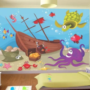 Papel De Parede Infantil Fundo Do Mar Peixes 3,5m² Azs50