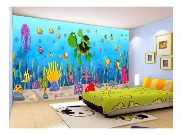 Papel De Parede Infantil Fundo Do Mar Peixes 7,5m² Azs324