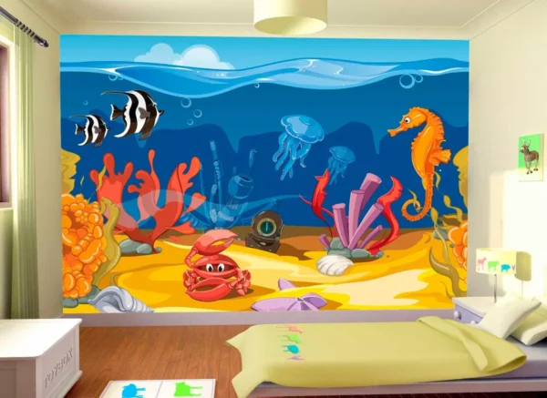 Papel De Parede Infantil Fundo Do Mar Peixes 9,5m² Azs47