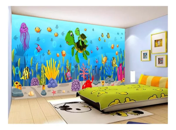 Papel De Parede Infantil Fundo Do Mar Peixes 9m² Azs324