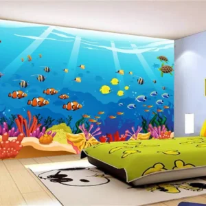 Papel De Parede Infantil Fundo Do Mar Peixinhos 10m² Azs52