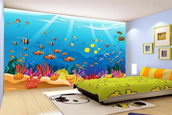 Papel De Parede Infantil Fundo Do Mar Peixinhos M² Azs52