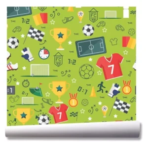 Papel De Parede Infantil Futebol Jogo Bola Kit 03 Rolos A160