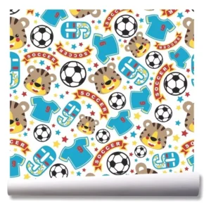 Papel De Parede Infantil Futebol Tigre Kit 03 Rolos A123