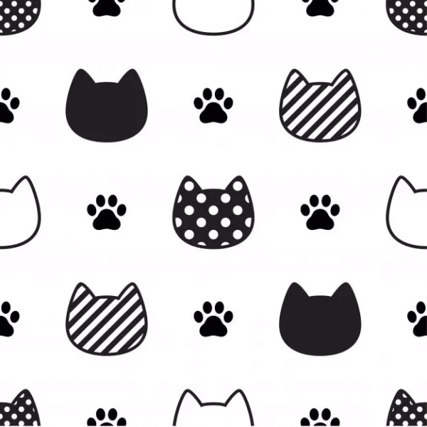 Papel De Parede Infantil Gatinhos Preto E Branco - 3,00m