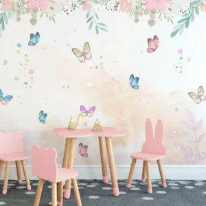 Papel De Parede Infantil Jardim Floral Borboletas 4m² Vr642