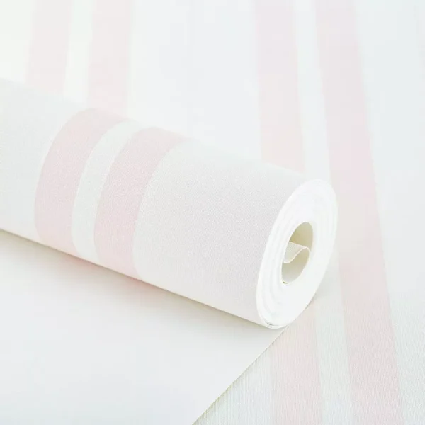 Papel De Parede Infantil Lavável Vinílico Listrado Rosa