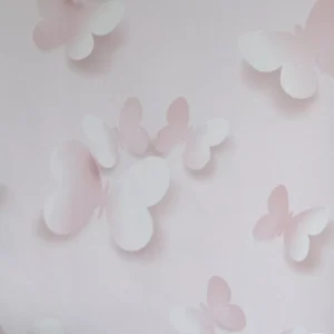 Papel De Parede Infantil Menina Borboletas Rosa, Branco