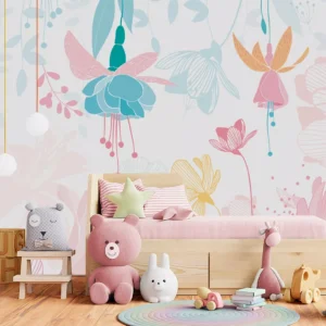 Papel De Parede Infantil Menina Flores Feminino 8m² Pp390