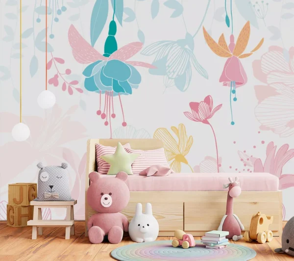 Papel De Parede Infantil Menina Flores Feminino 8m² Pp390