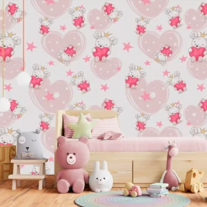 Papel De Parede Infantil Menina Ursinha Bebê 8m² Vr385