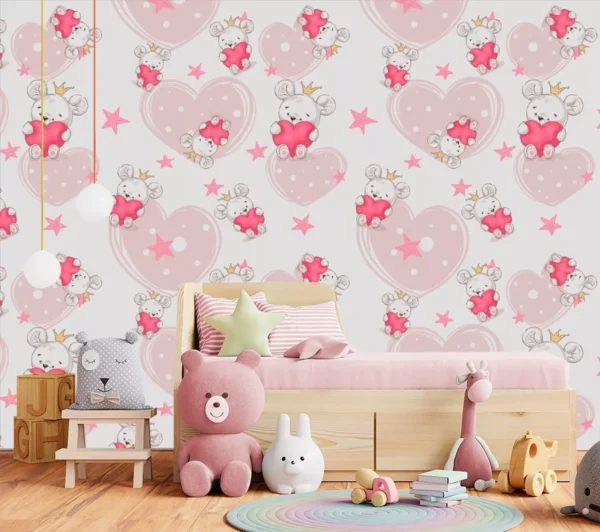 Papel De Parede Infantil Menina Ursinha Bebê 8m² Vr385